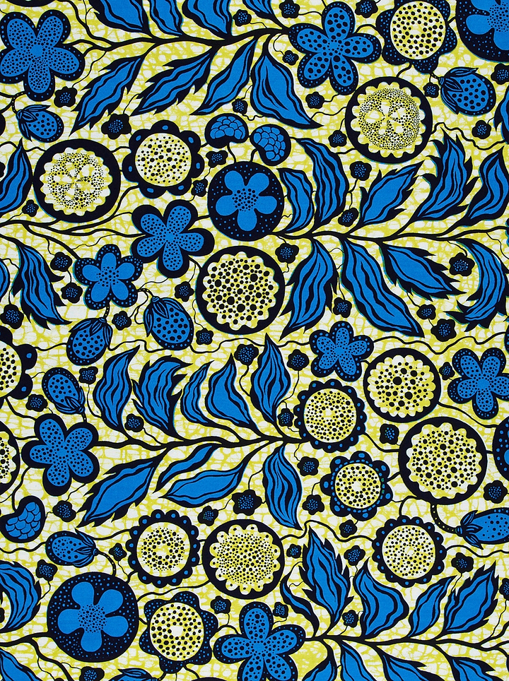 Vibrant blue yellow african print wax hollandais vlw6565.013