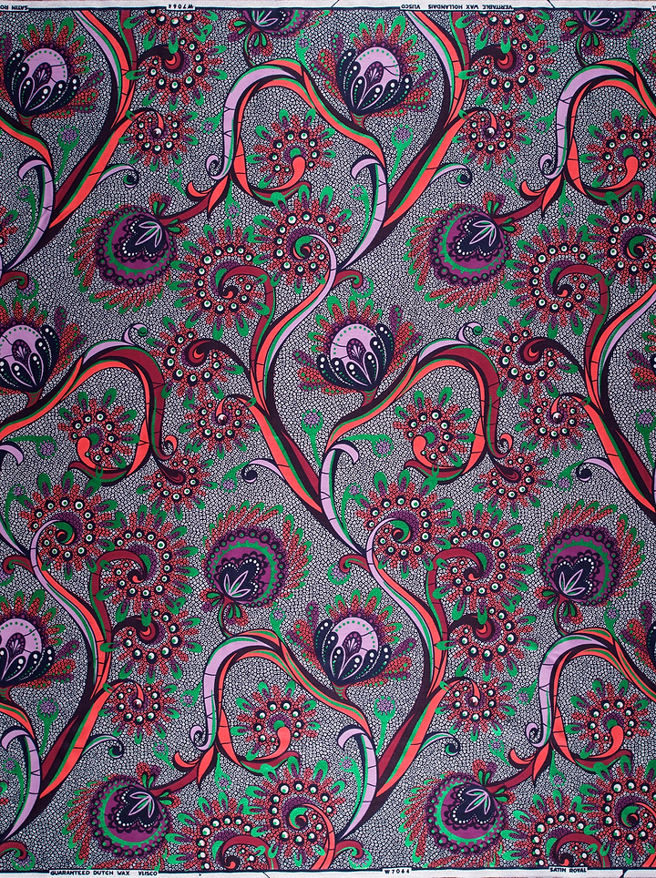 Vibrant african print fabric red satin royal vlw7064.004