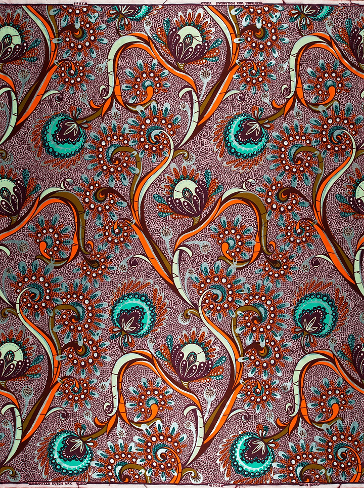 Vibrant african print fabric floral satin royal vlw7064.005