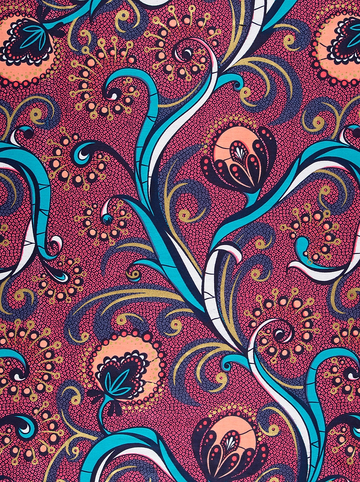 Vibrant magenta fabric intricate floral satin royal vlw7064.009