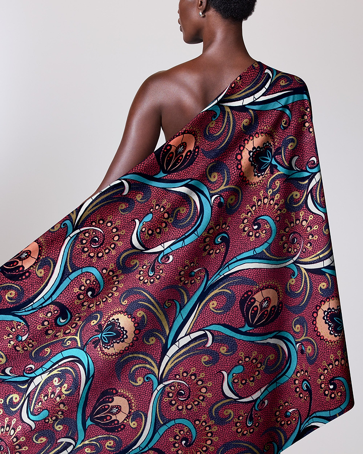 One-shoulder wrap dress rich maroon satin royal vlw7064.009