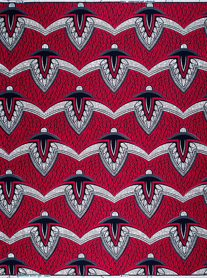 Vibrant red african print fabric wax hollandais vlw7312.002