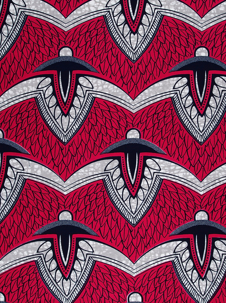 Vibrant red african print fabric wax hollandais vlw7312.002