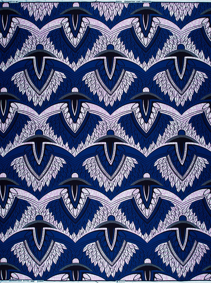 Deep blue african print fabric wax hollandais vlw7312.007