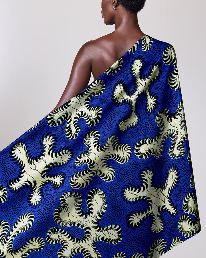 Vibrant blue african print fabric wax hollandais vlw8651.005