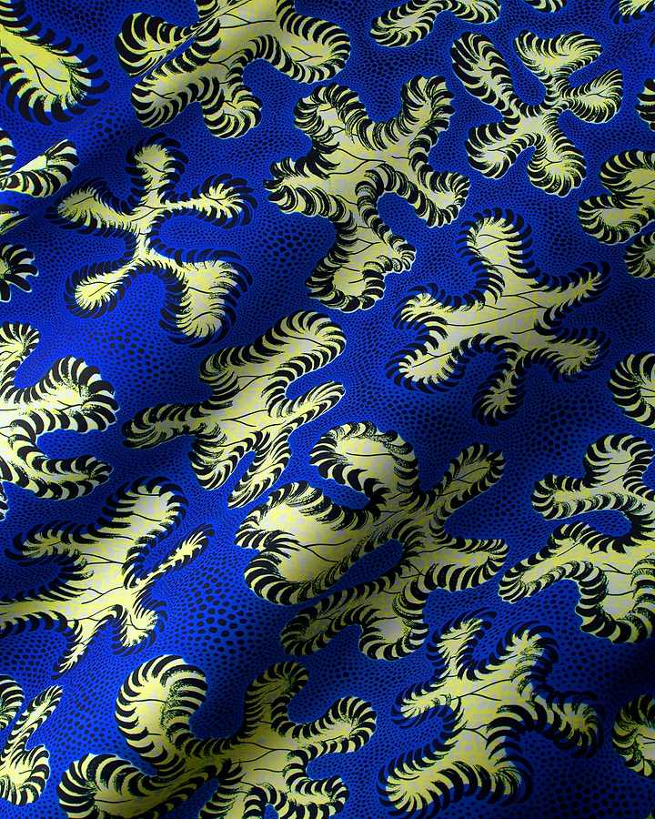 Vibrant blue fabric bold pattern wax hollandais vlw8651.005