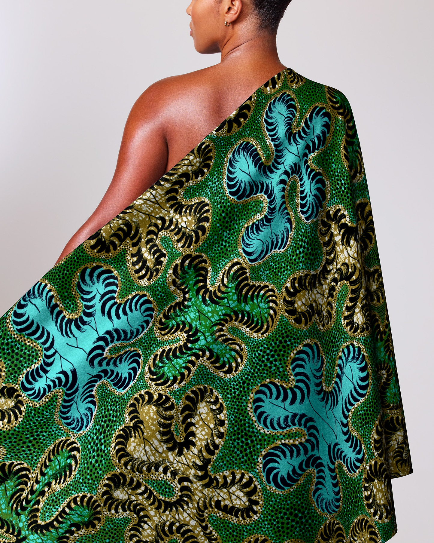 Vibrant green teal african print wax hollandais vlw8651.007