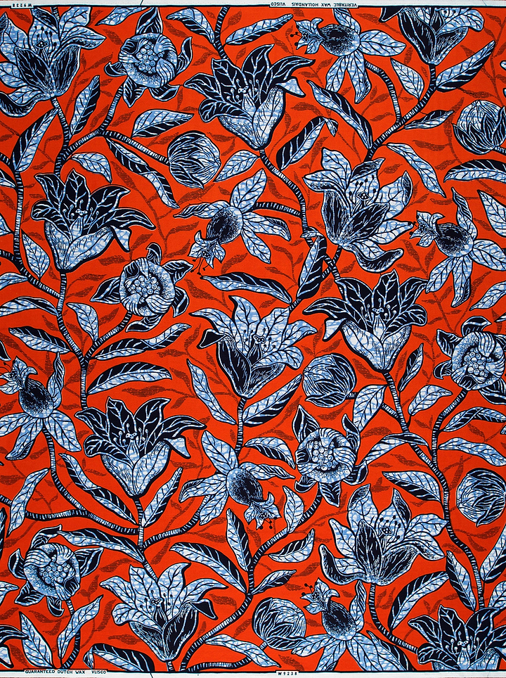 Vibrant red fabric bold pattern wax hollandais vlw9238.005