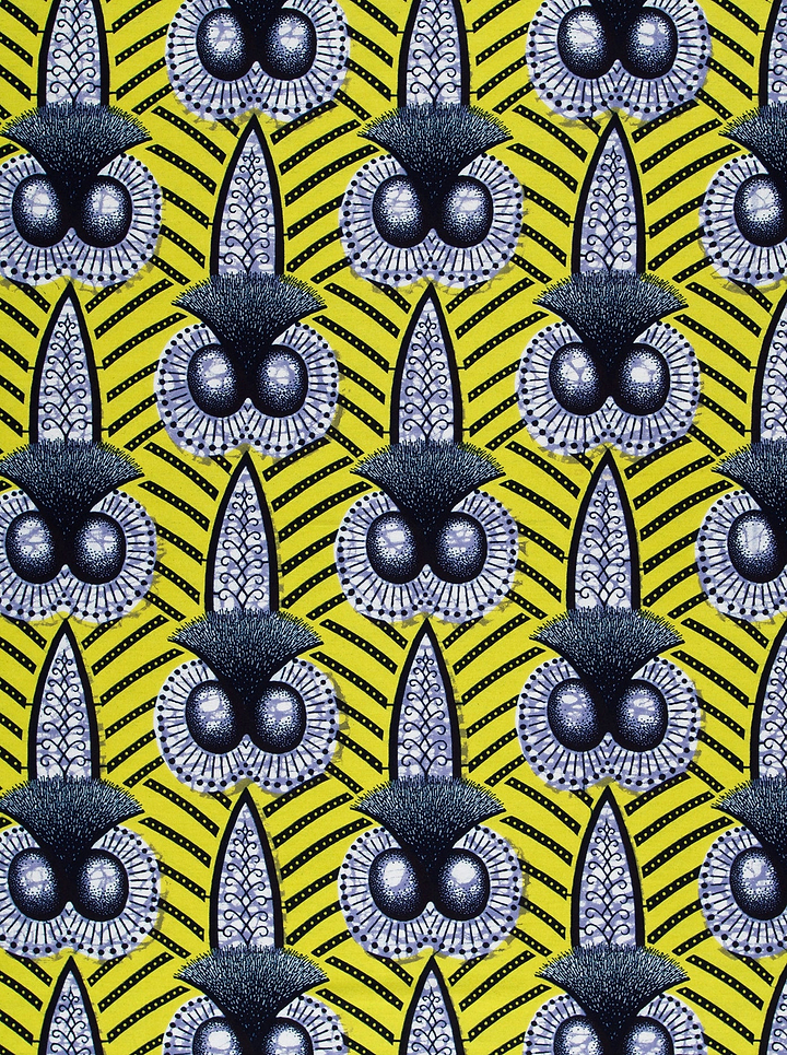 Vibrant yellow african print fabric wax hollandais vlw9321.008