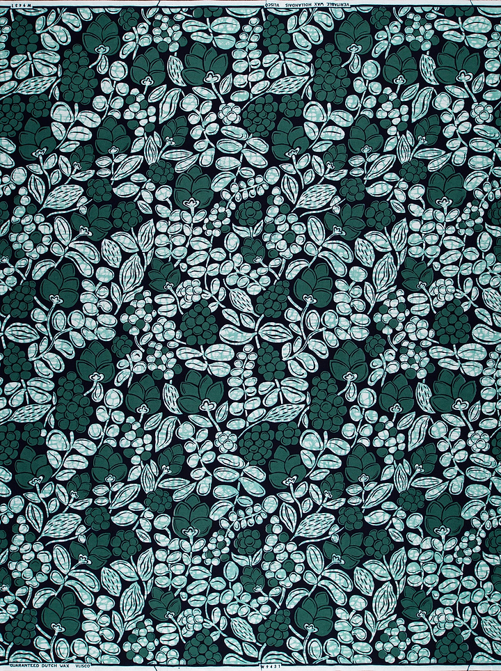Dark green fabric pattern light wax hollandais vlw9431.001