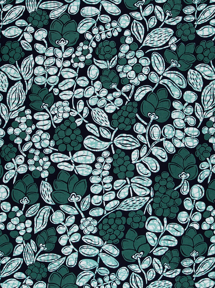 Dark green teal botanical print wax hollandais vlw9431.001