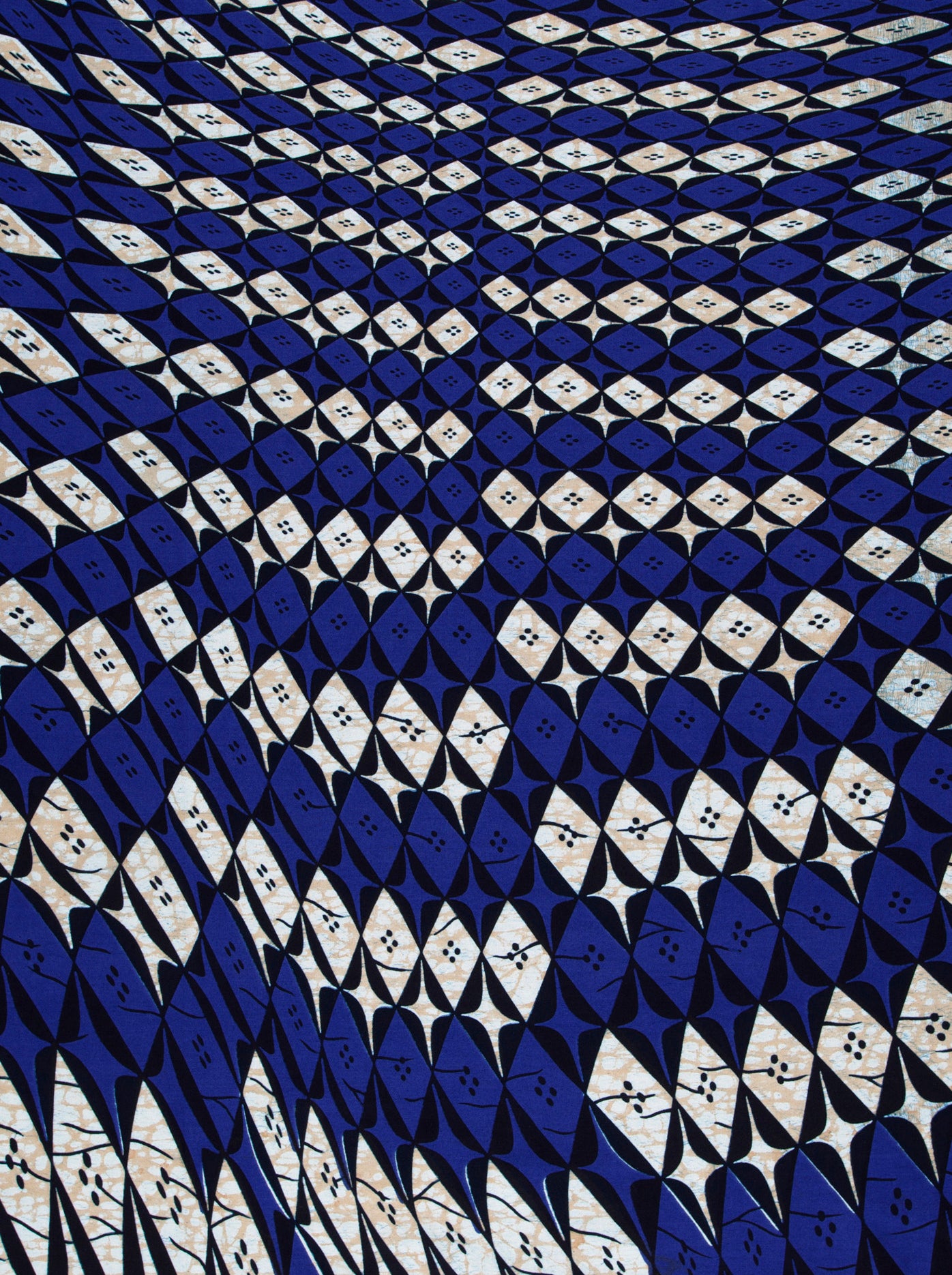 Blue white geometric-patterned fabric diamond wax hollandais vlw9503.005