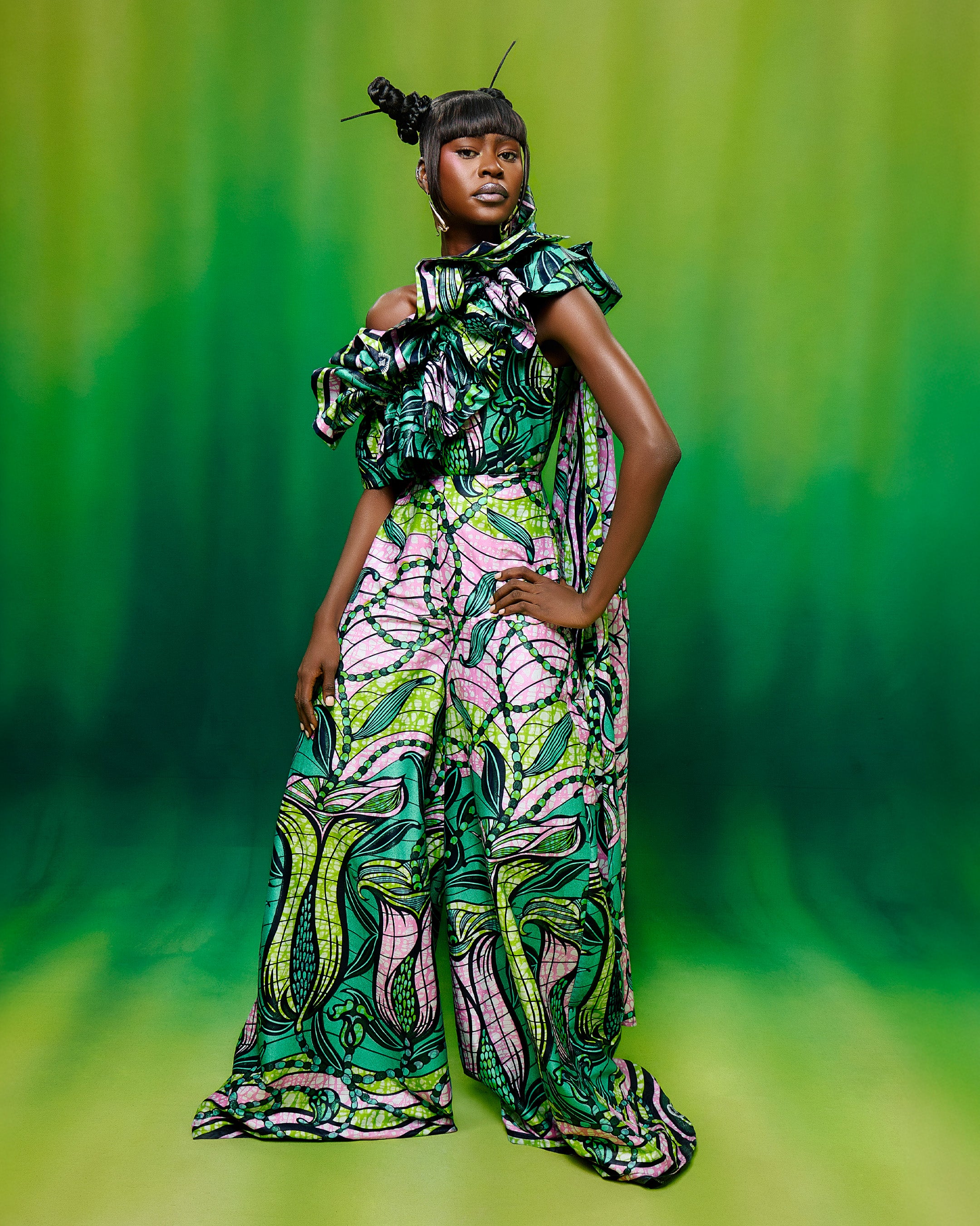ABSOLUTE WAX EXHIBITION エキシビション Grand Super-Wax | VLS9099.001 | Green Glitter Embellished – Vlisco