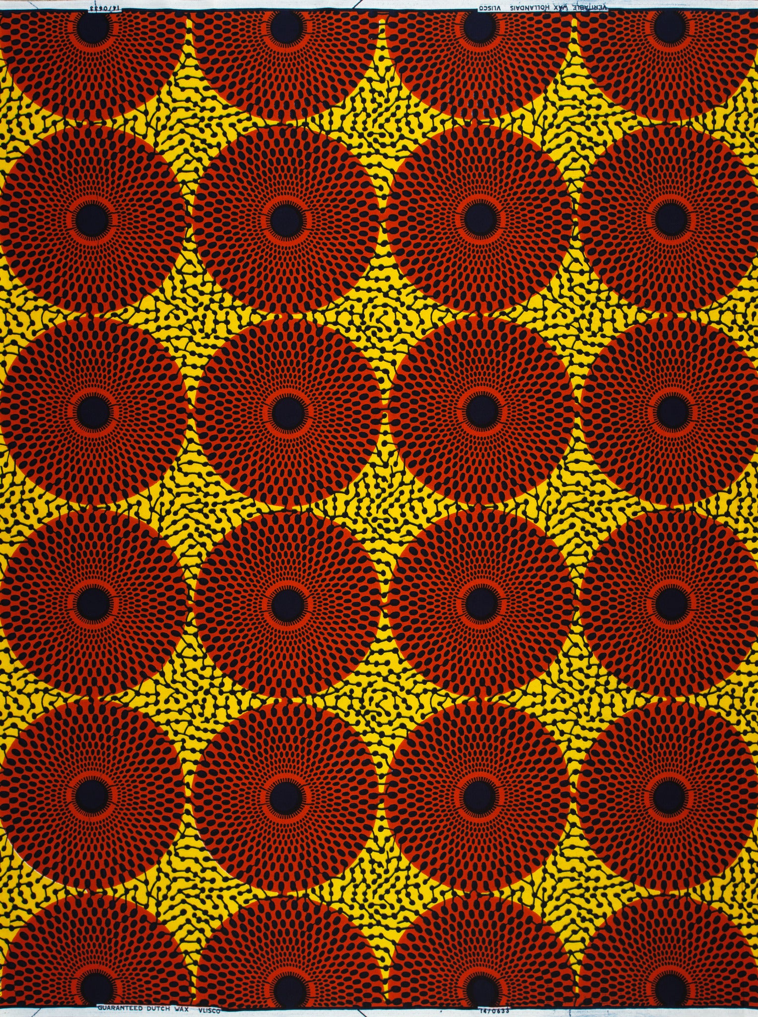 Vibrant red black concentric circle wax hollandais vl00633.312