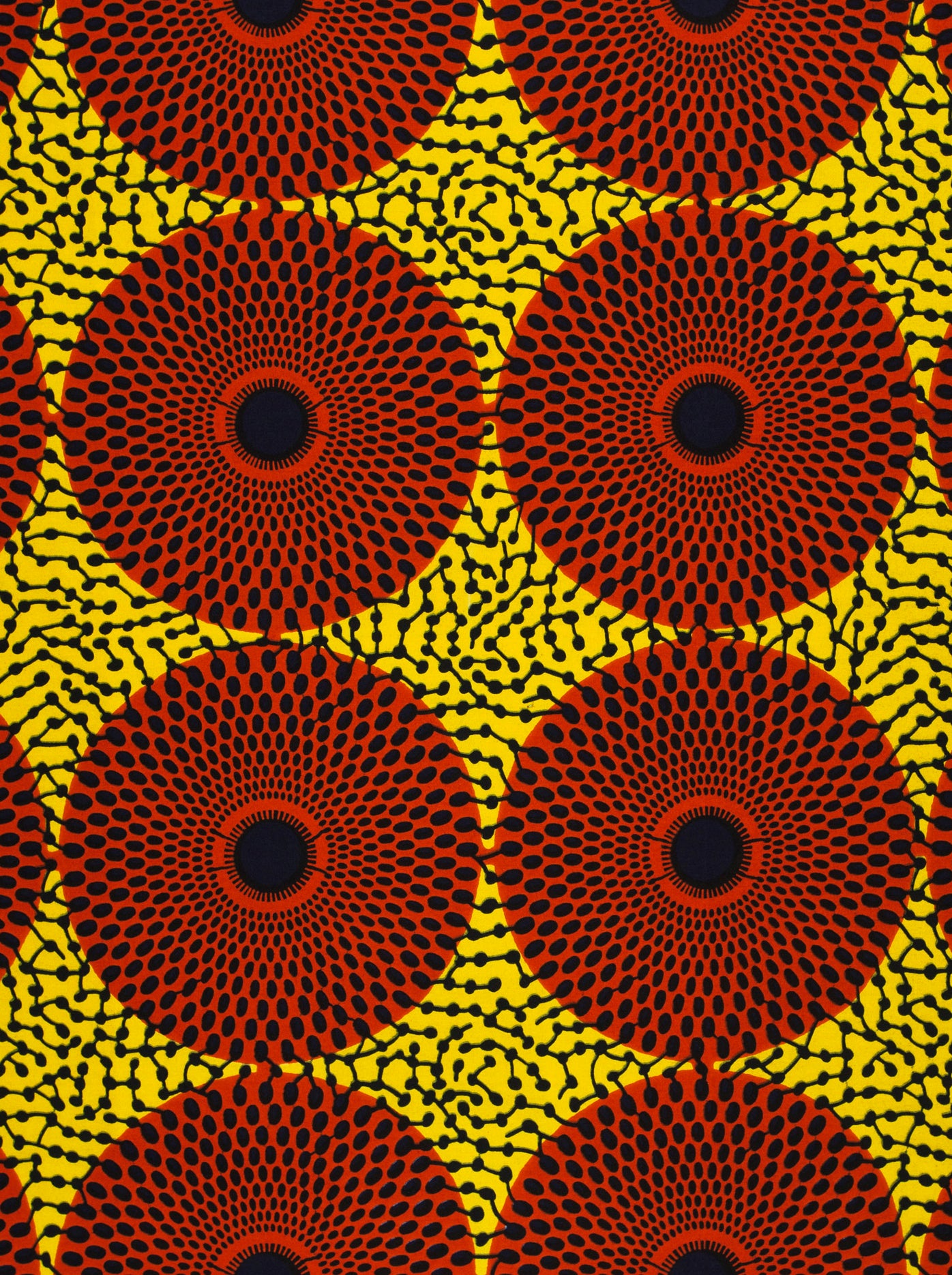 Vibrant red black concentric circle wax hollandais vl00633.312