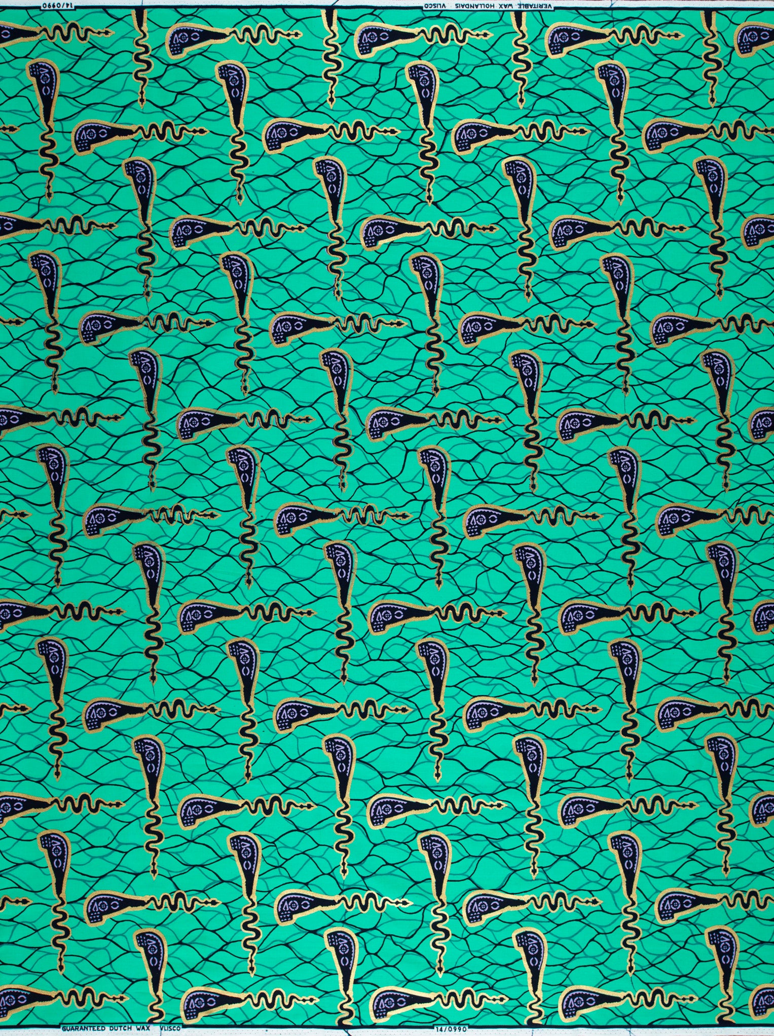 Vibrant teal african print fabric wax hollandais vl00990.089