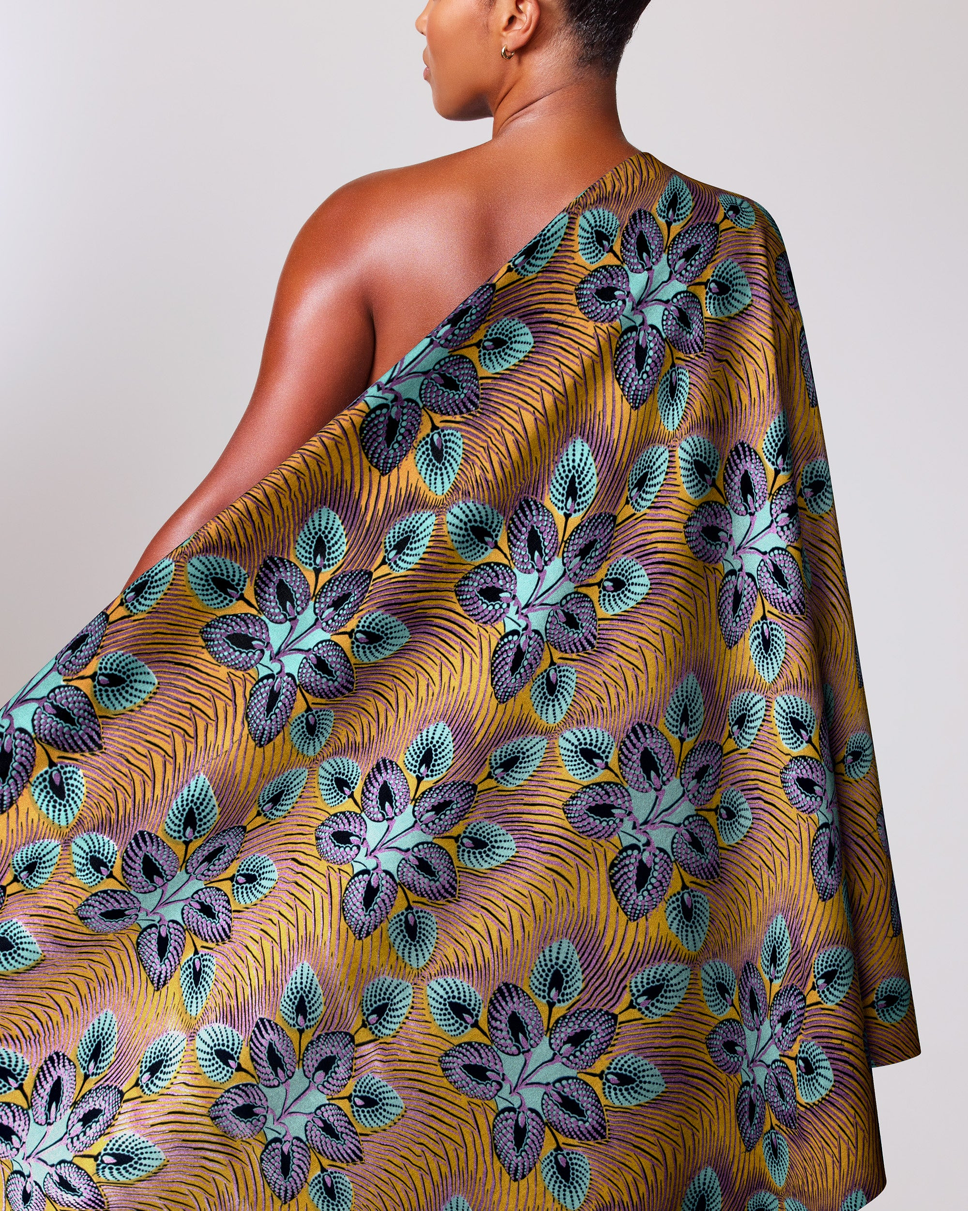 Vibrant one-shoulder dress made richly wax hollandais vl03049.017