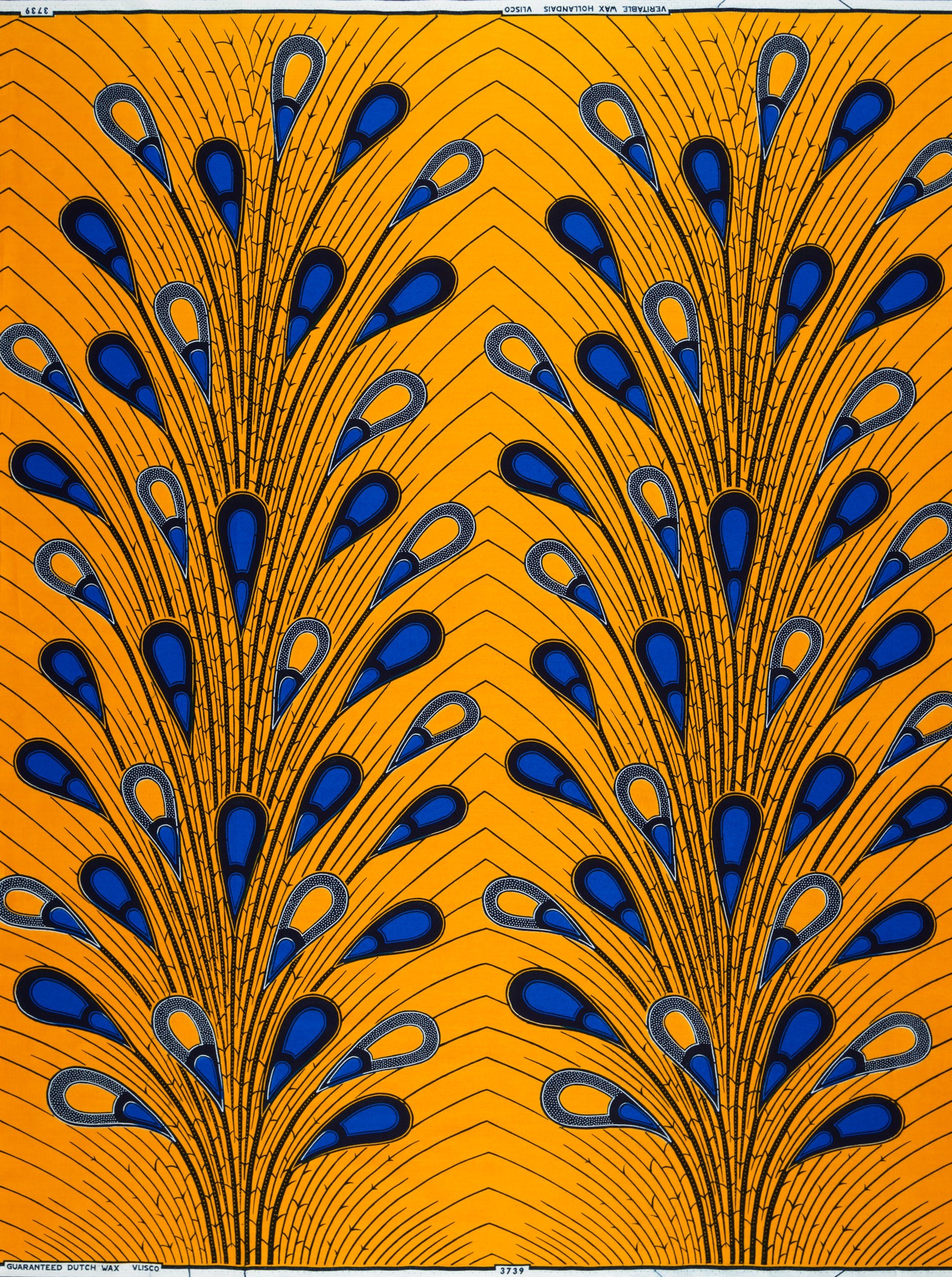 Vibrant orange fabric bold blue wax hollandais vl03739.128