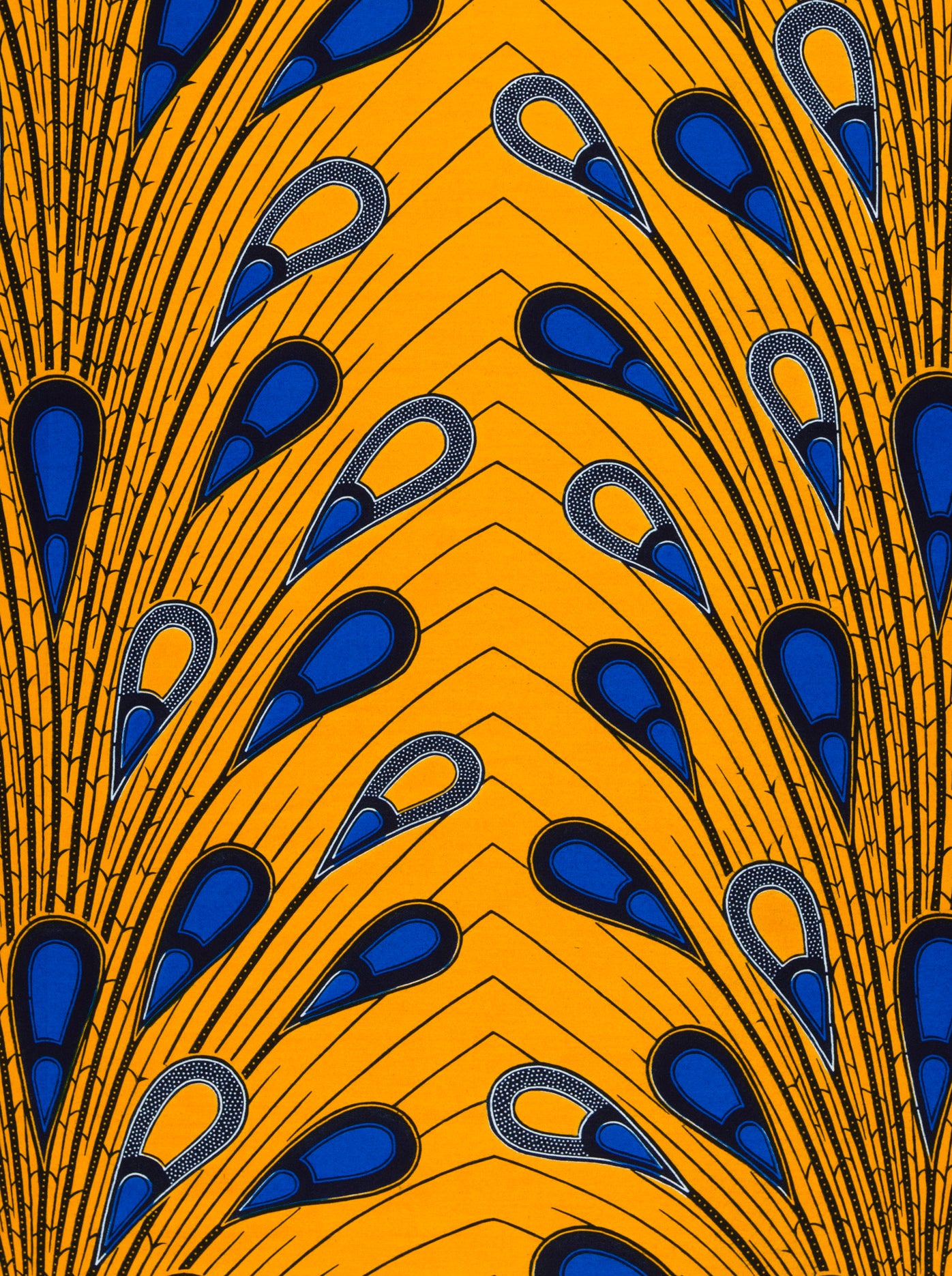 Vibrant orange fabric bold blue wax hollandais vl03739.128