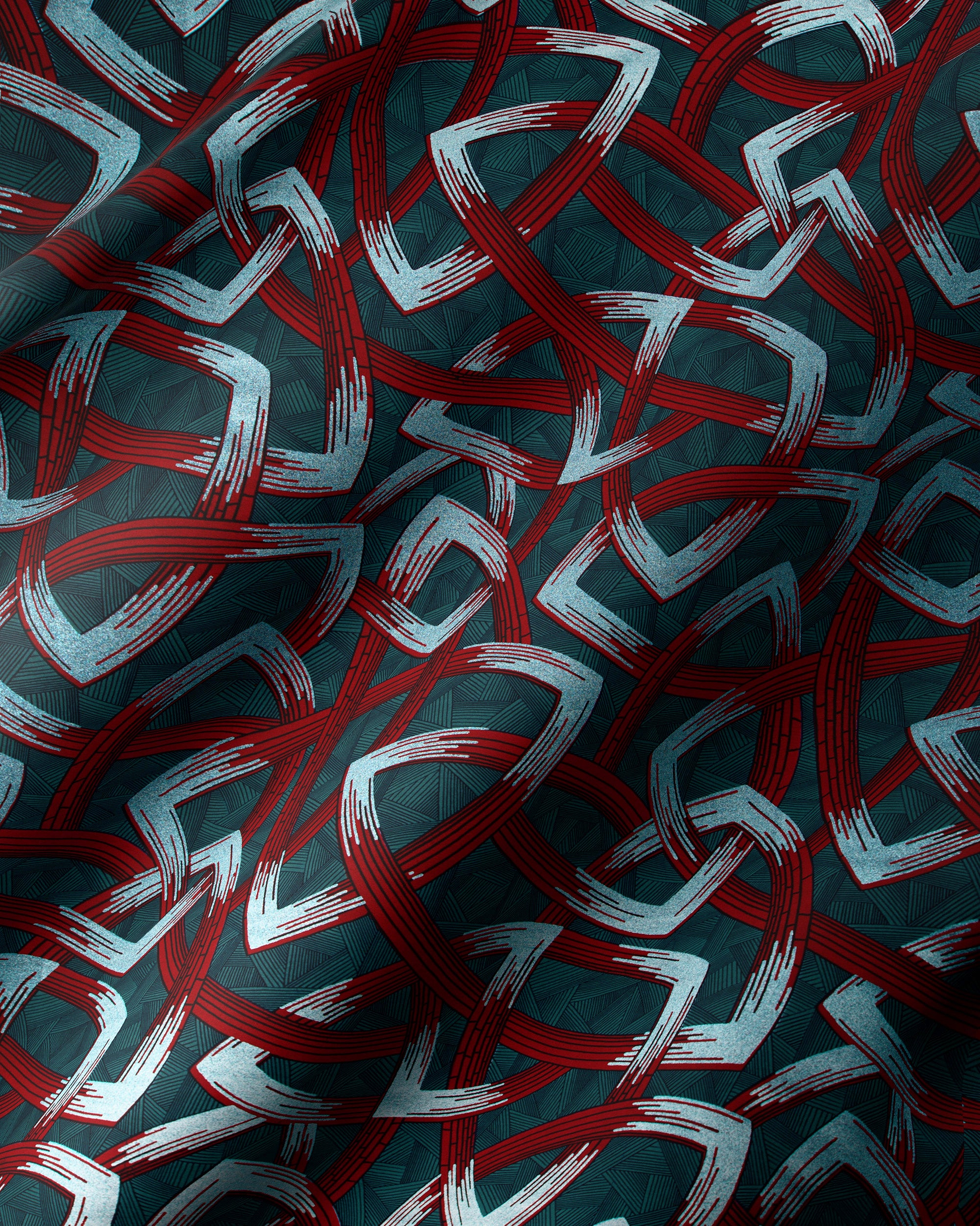 Dark teal fabric intricate interwoven wax hollandais vl08667.003