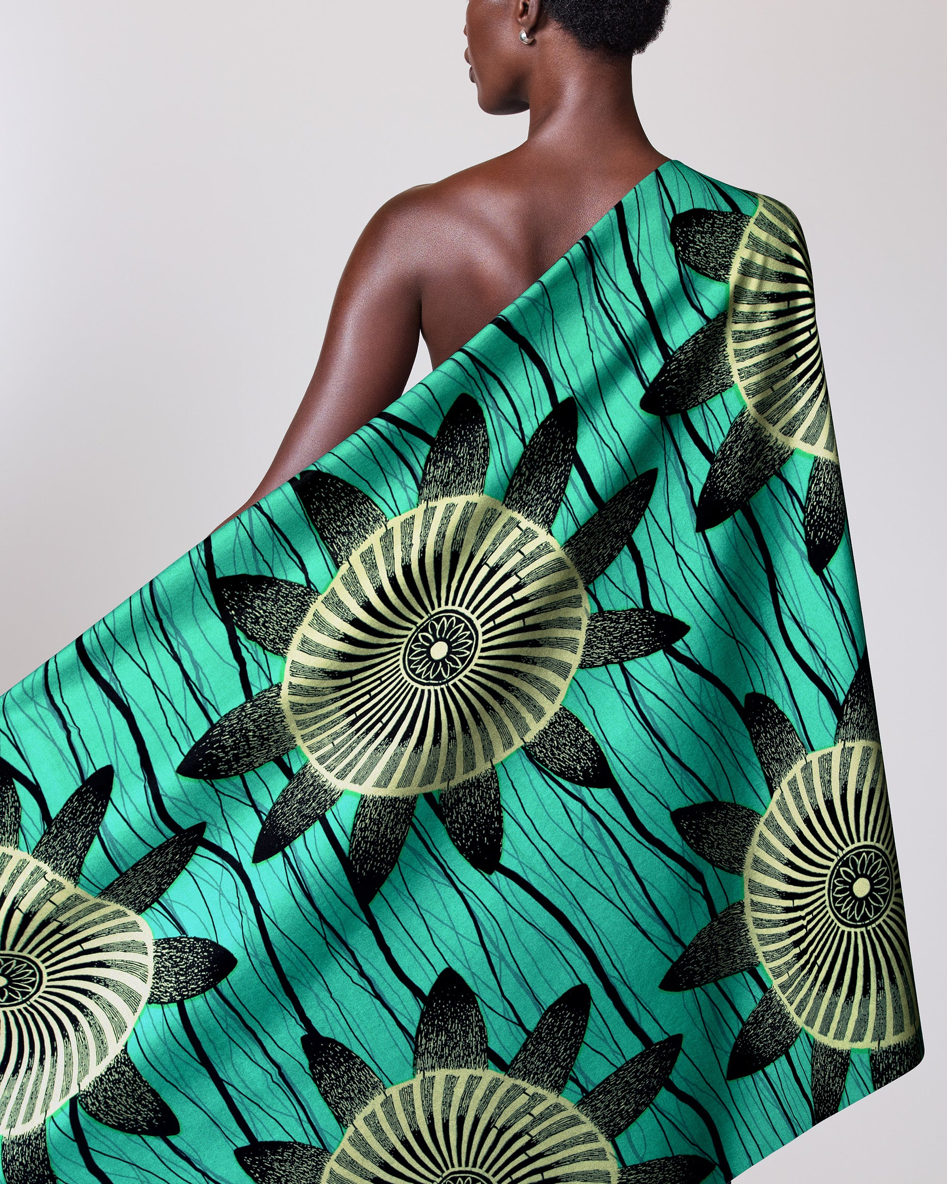 Vibrant teal fabric bold black wax hollandais vla1817.031