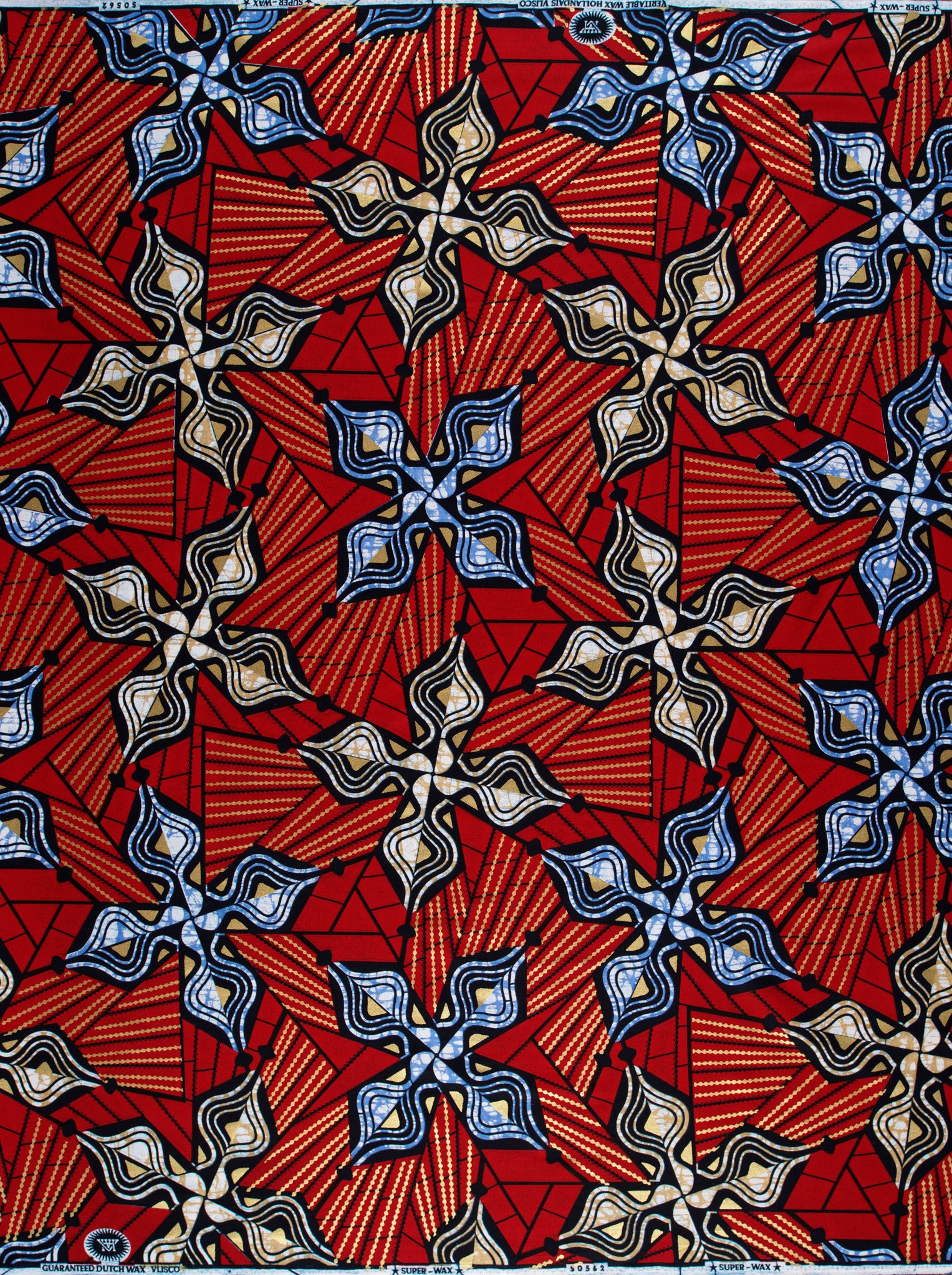 Vibrant red african print fabric super-wax vls0562.004