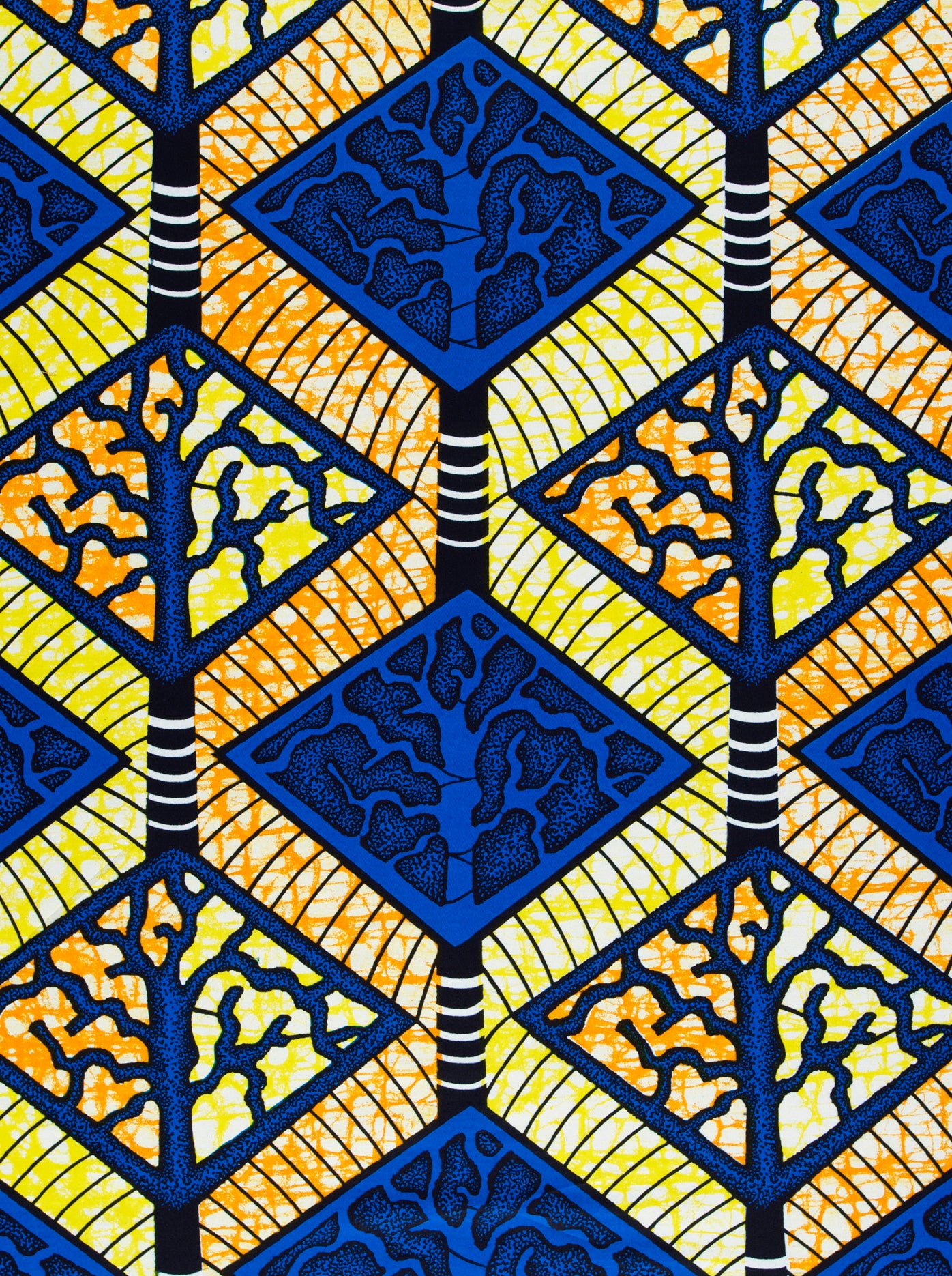 Vibrant blue yellow geometric-patterned fabric super-wax vls4398.004