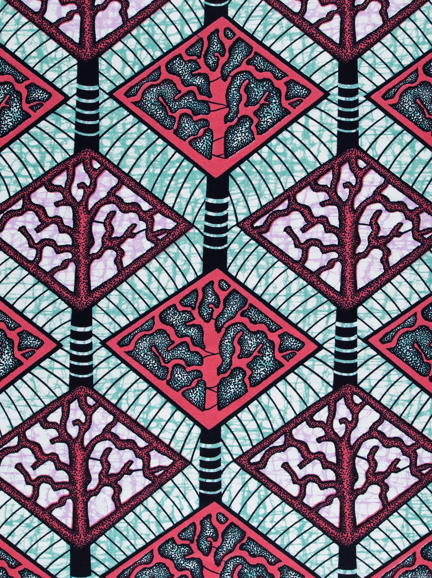 Vibrant red black tree-patterned fabric super-wax vls4398.013