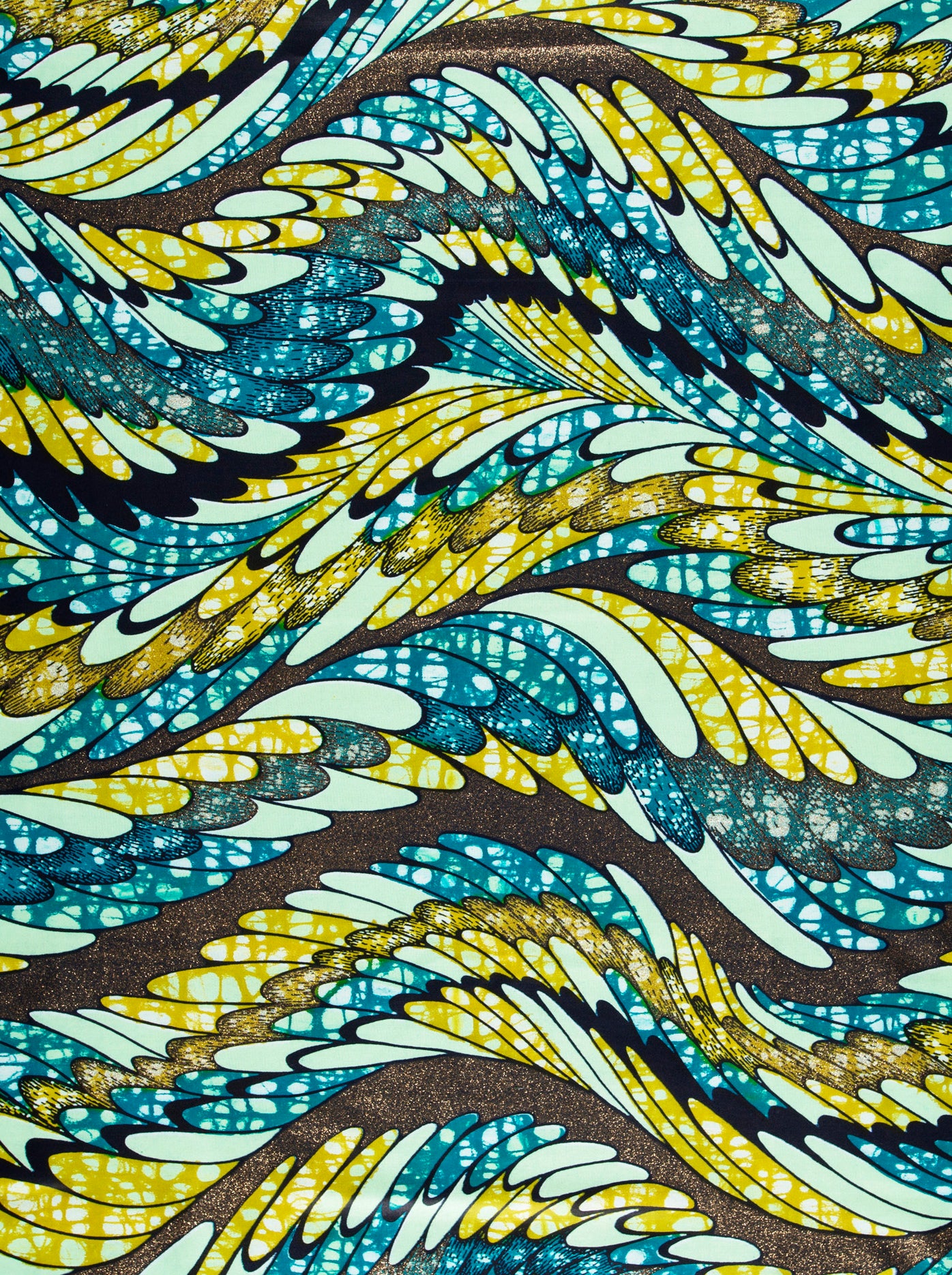 Vibrant wing-patterned fabric teal yellow grand super-wax vls4417.002