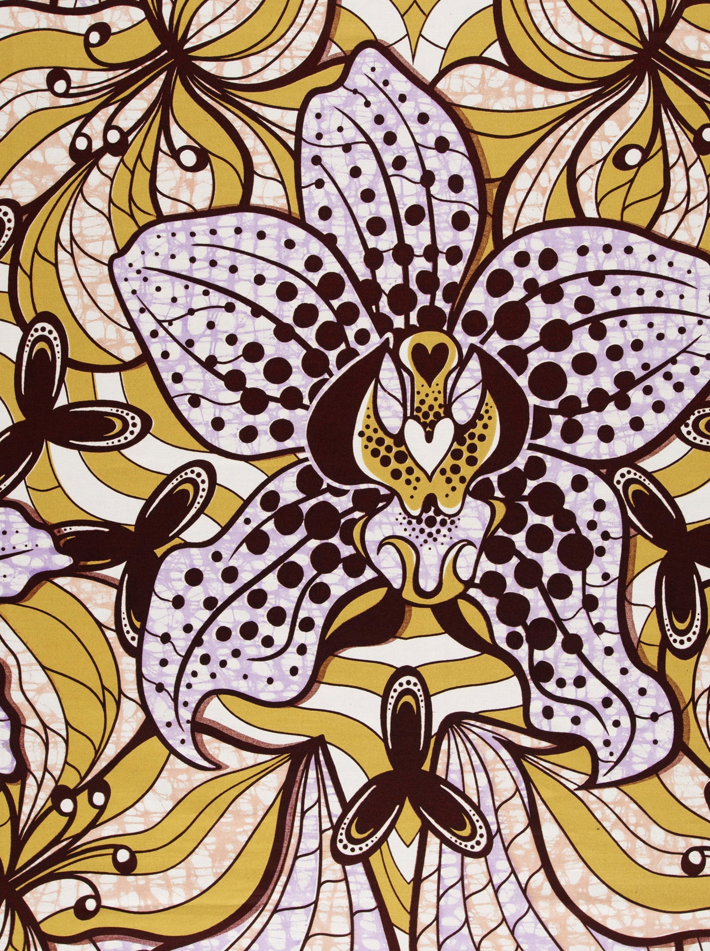 Stylized purple gold orchid pattern super-wax vls6516.003