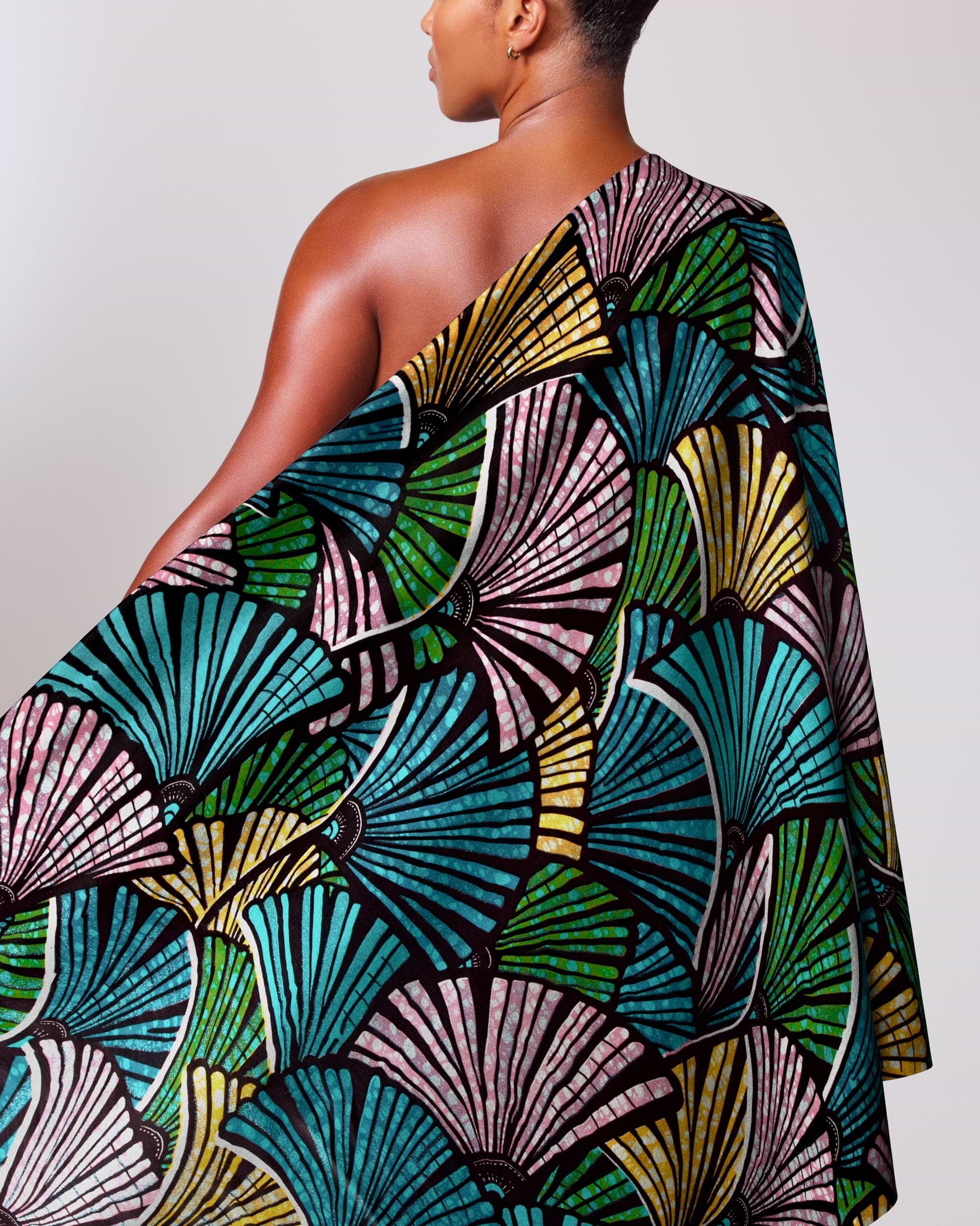 Vibrant one-shoulder dress made bold grand super-wax vls6740.004