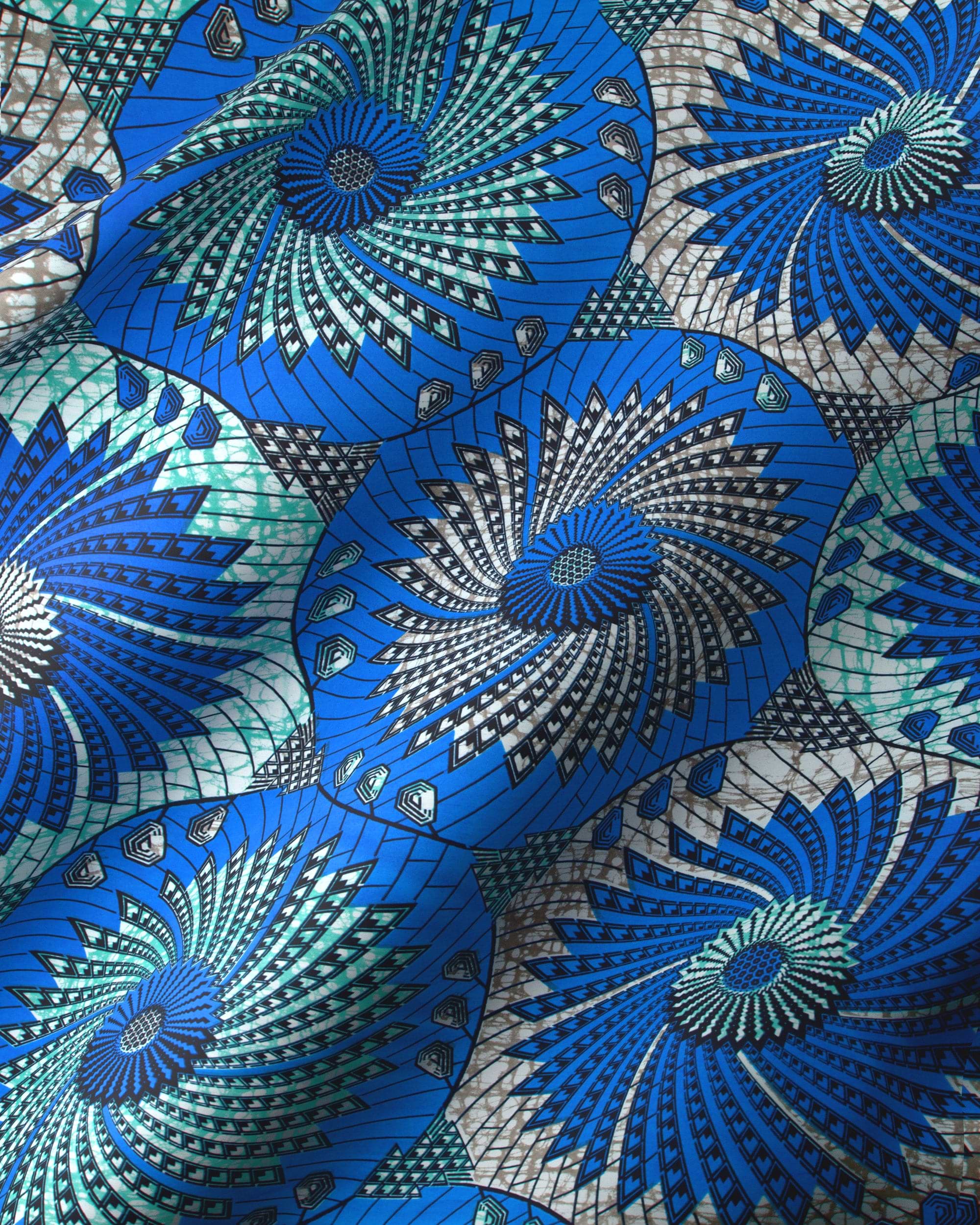 Vibrant blue teal african print super-wax vls8262.023