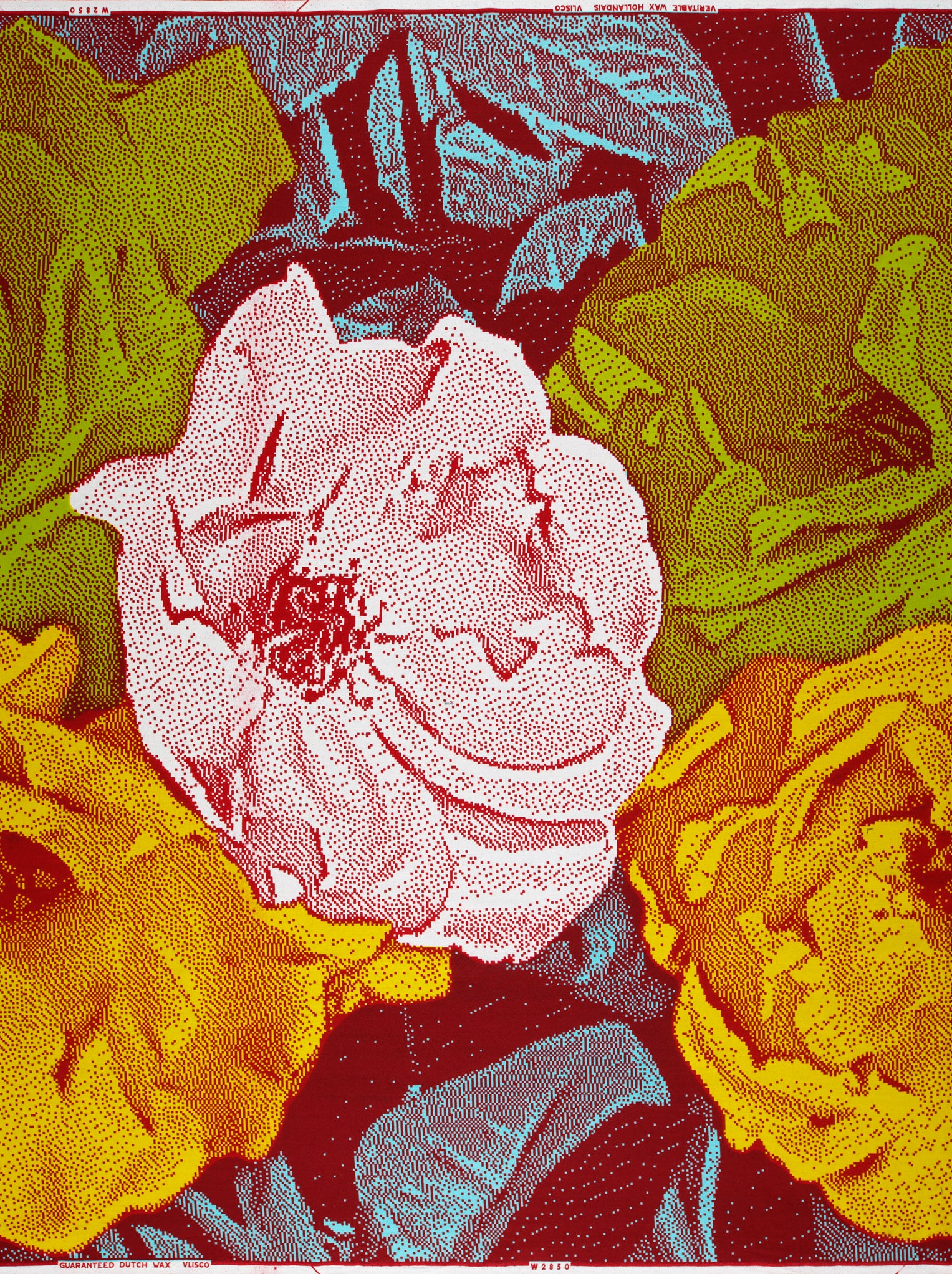 Vibrant stylized pink rose dotted wax hollandais vlw2850.001