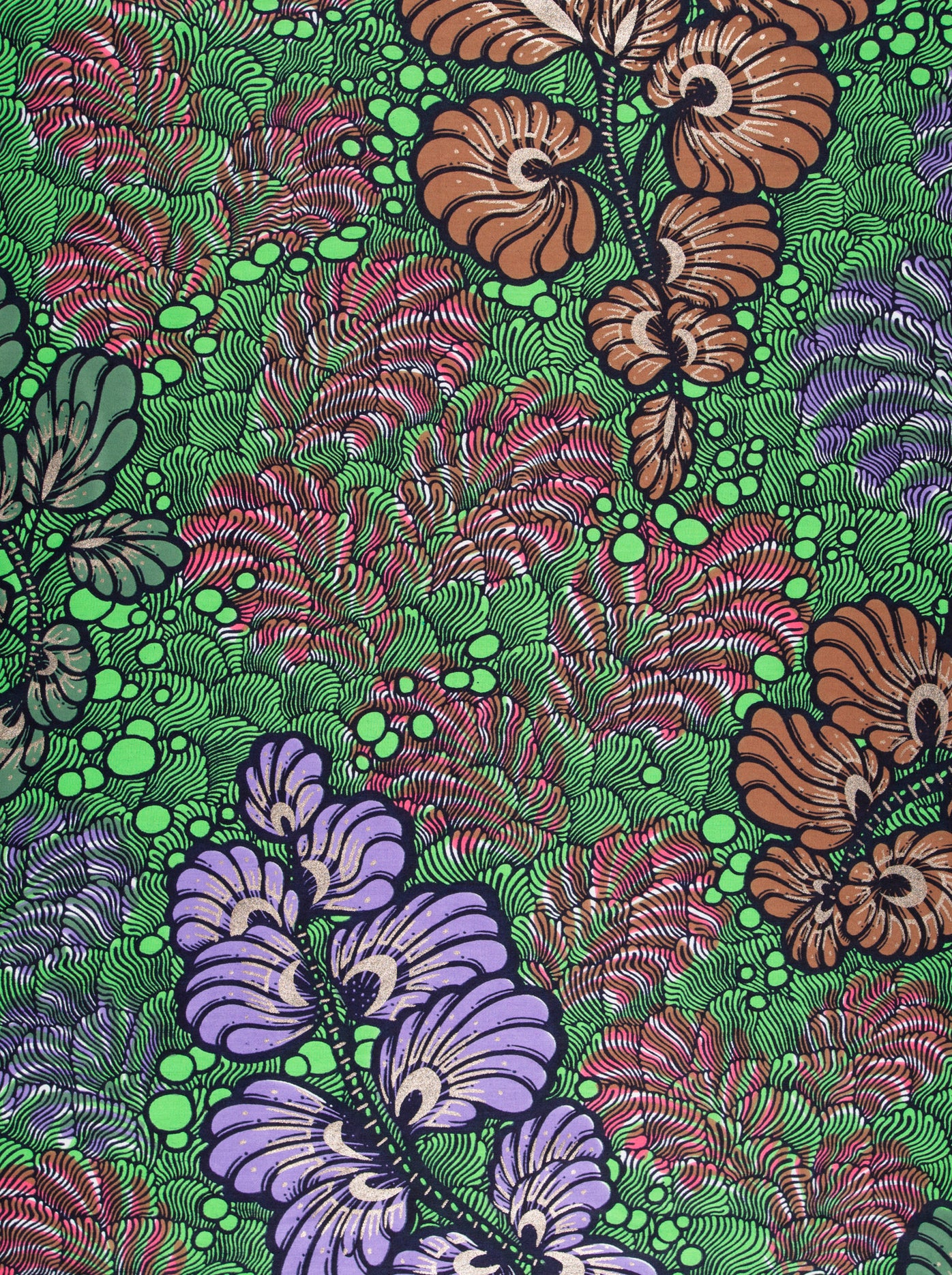 Vibrant psychedelic floral fabric bold satin royal vlw3532.004