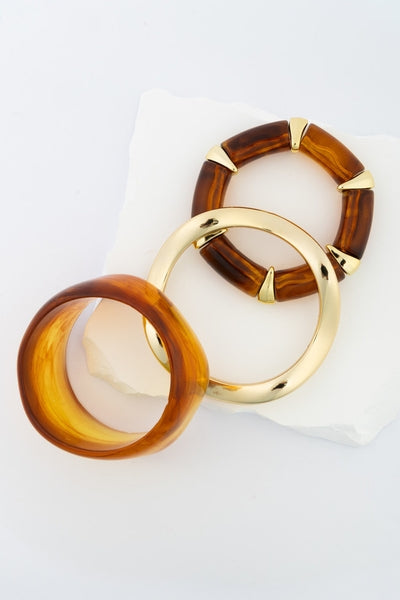 Amber Resin Three-Piece Bracelet Set