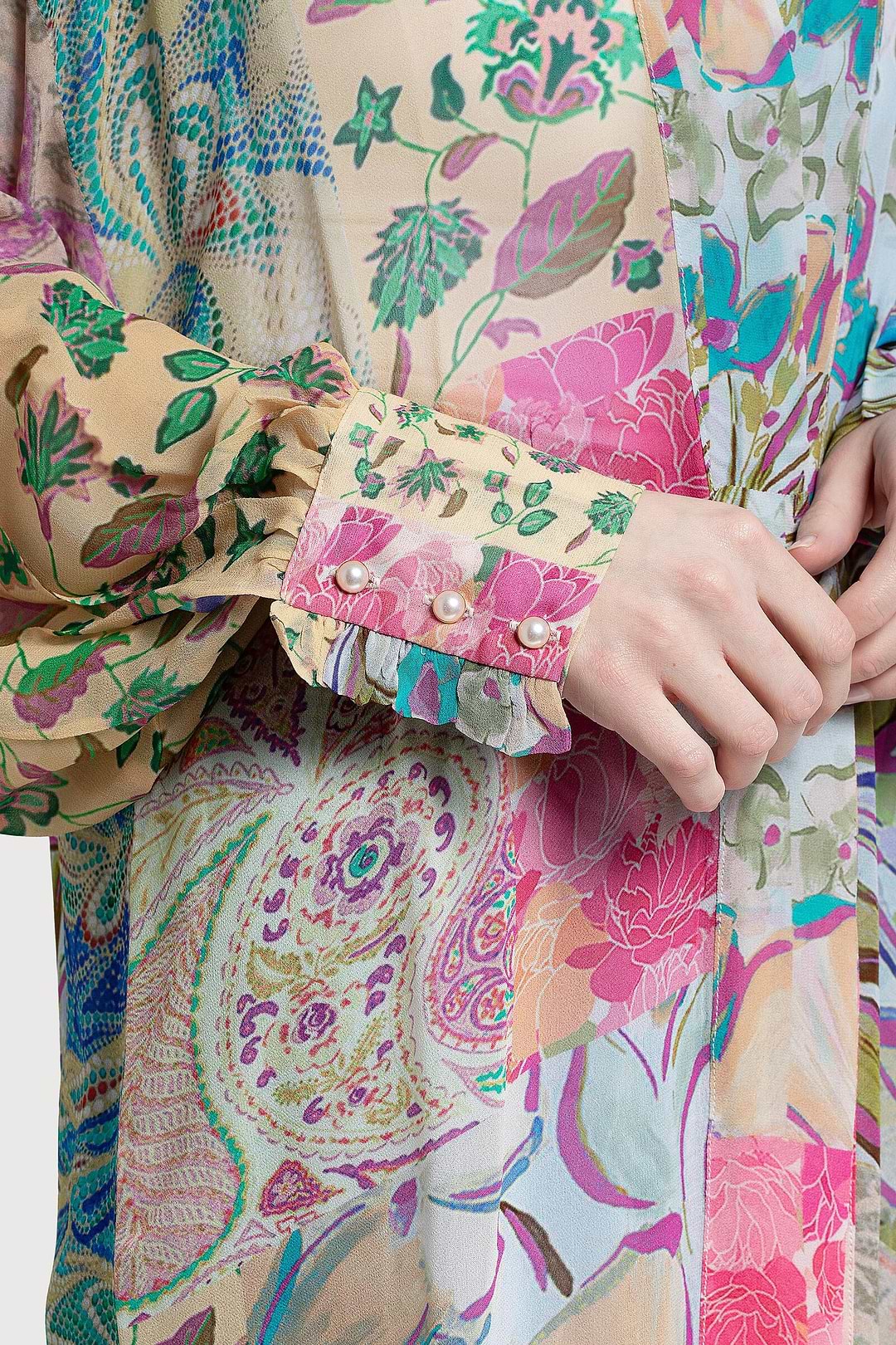 Spring Floral Patchwork Kimono Multi