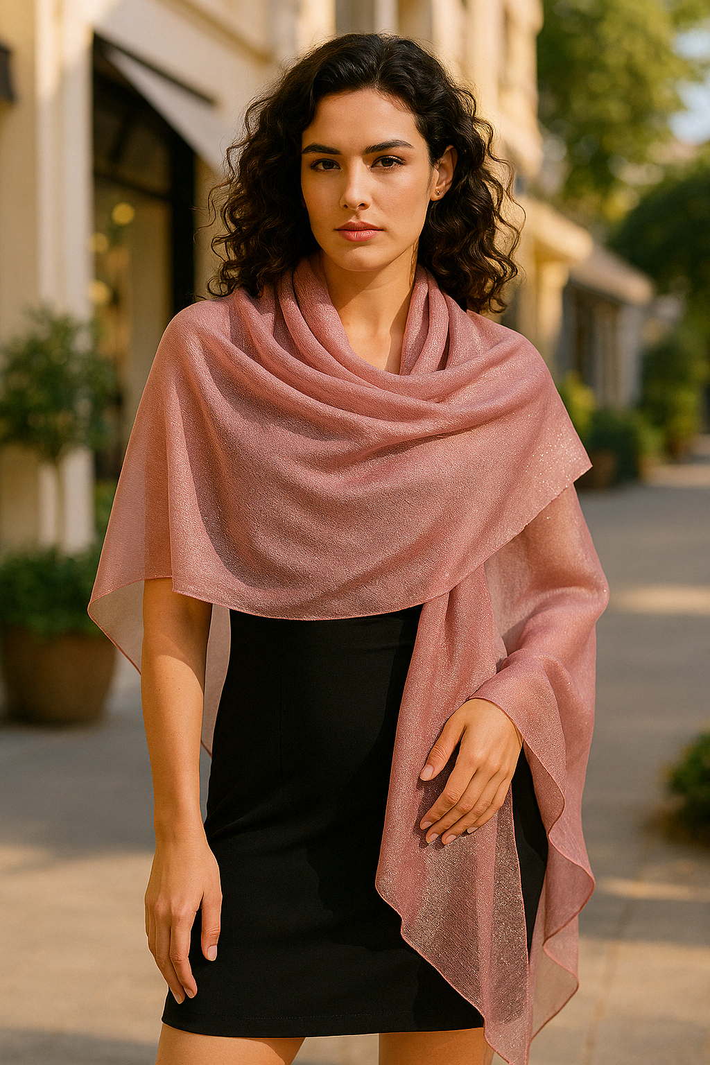 Silk Sparkle Wrap Scarf Pink