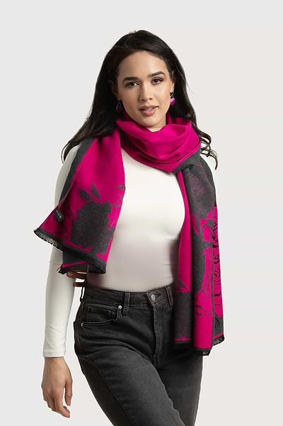 Fiore Reversible Scarf - SAACHI - Deep Pink - Scarves