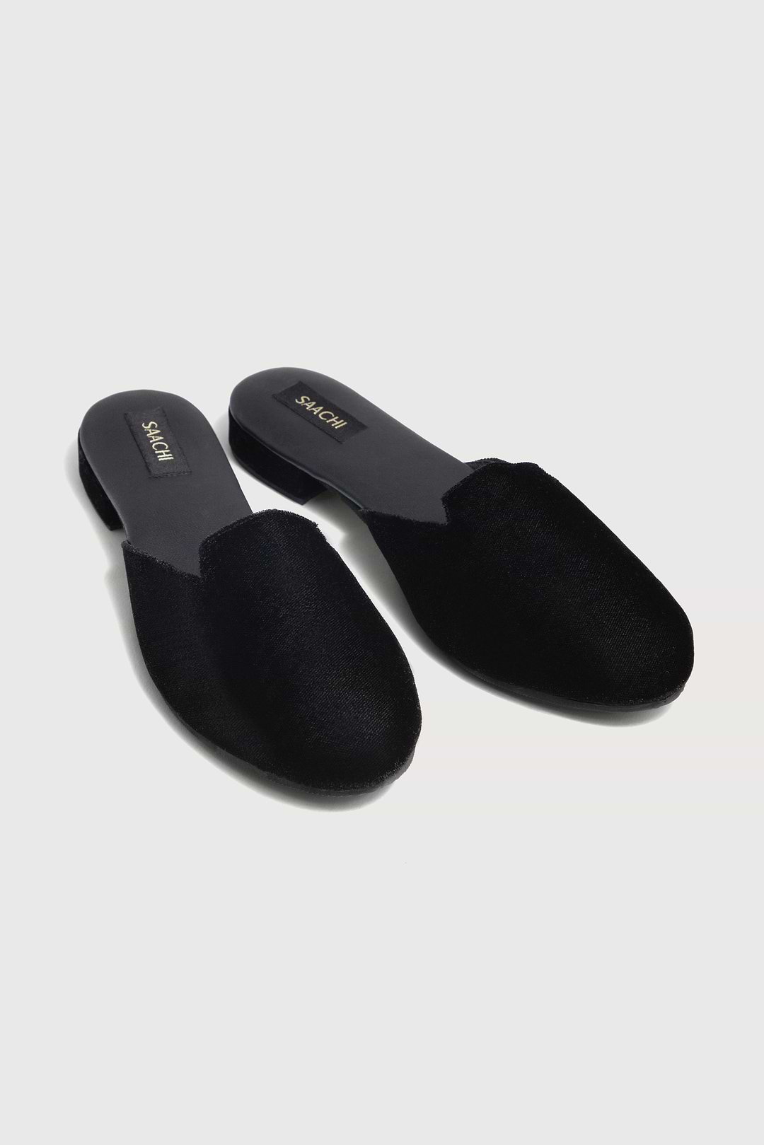 Solid Velvet Slides Black