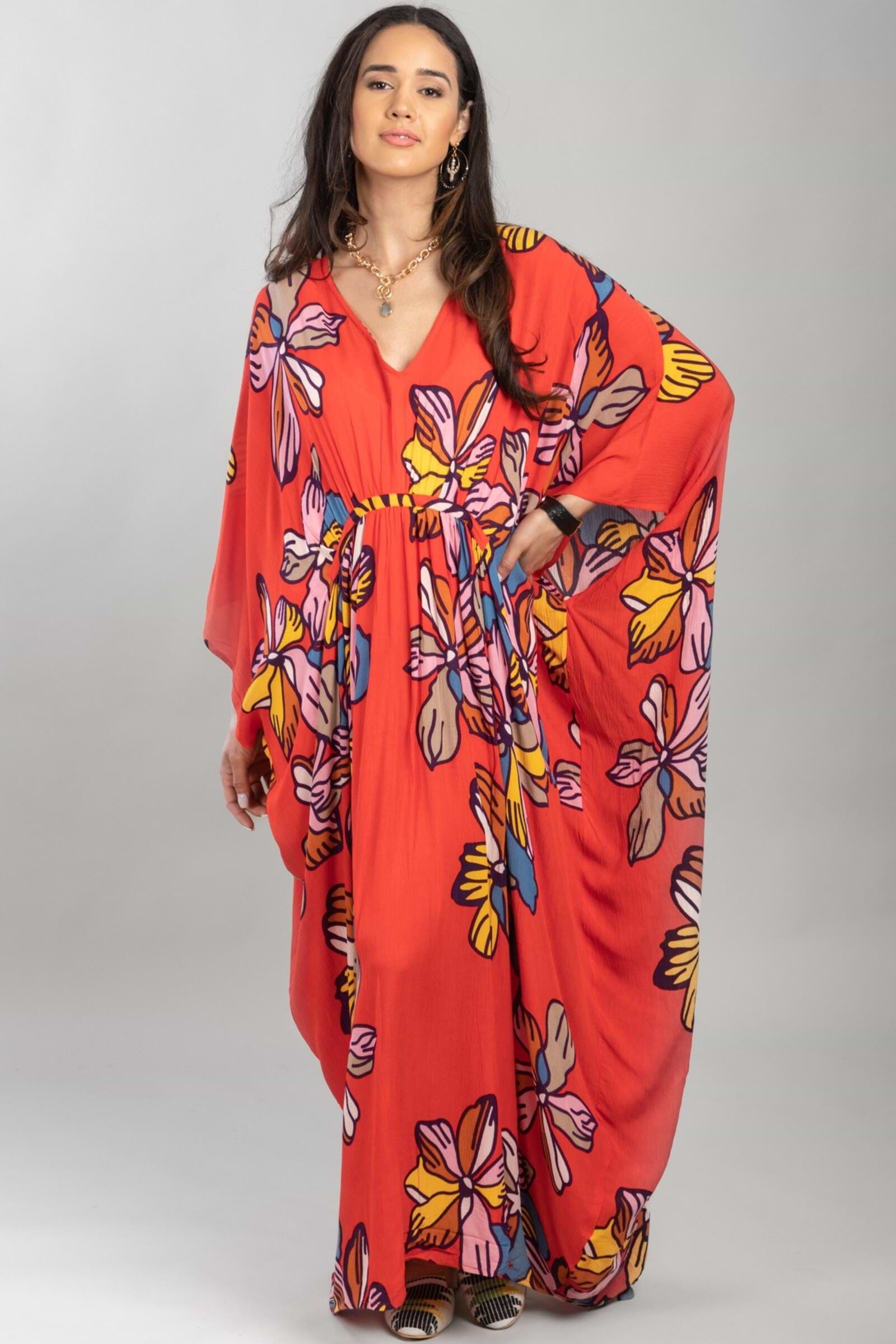 【期間限定お値下げ中✨】AMERI STRIPE CAFTAN DRESS Bsubseach Women V Neck Tie Dye Kaftan Dress Plus Size Beach