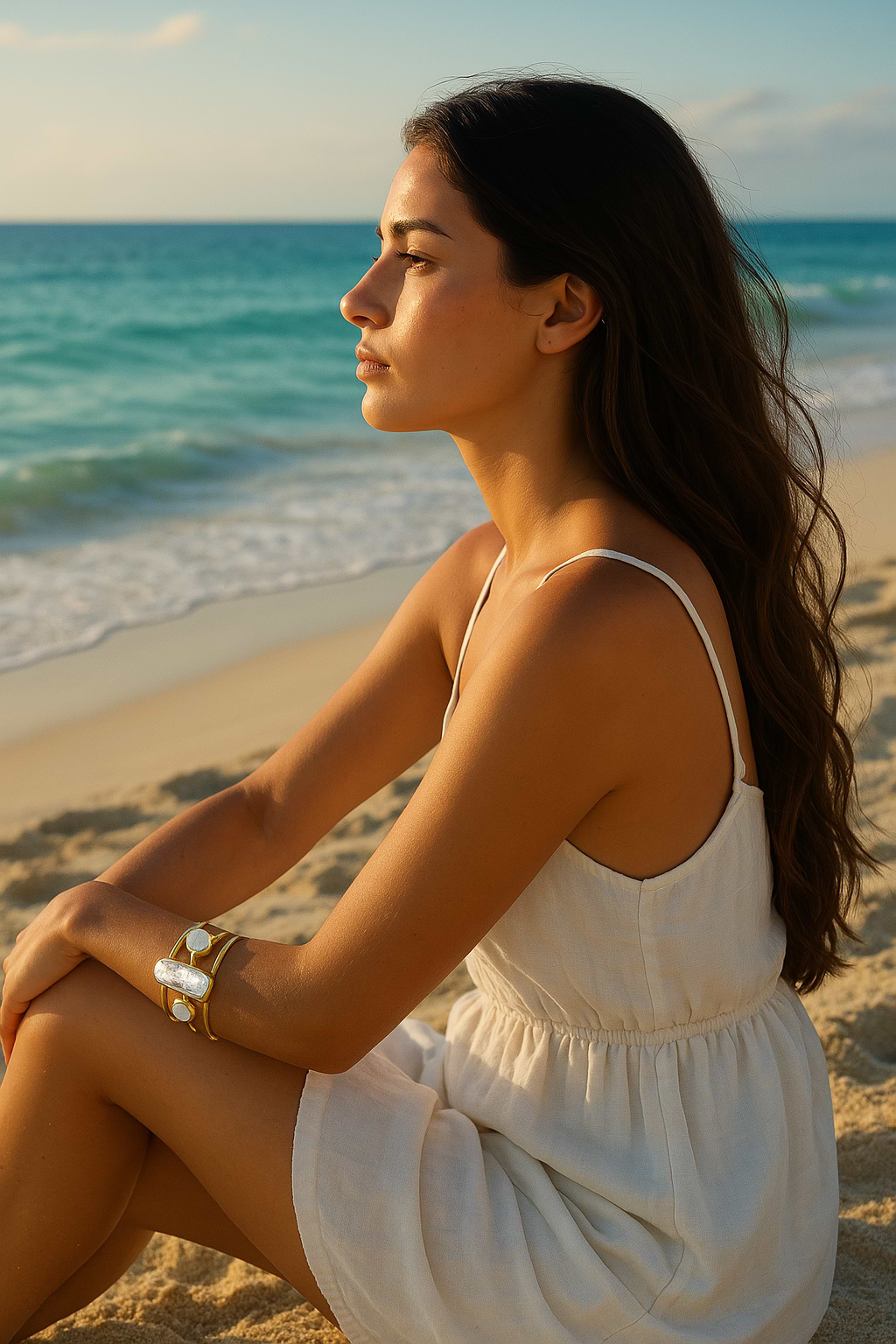 Tapered Geometric Freshwater Pearl Cuff