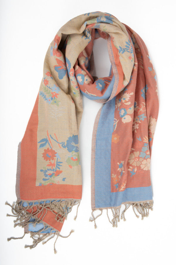 Fiore Pastel Reversible Scarf Moccasin
