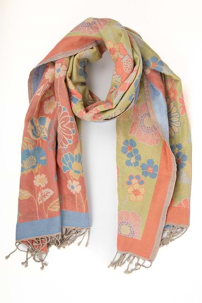 Fiore Pastel Reversible Scarf Light Coral