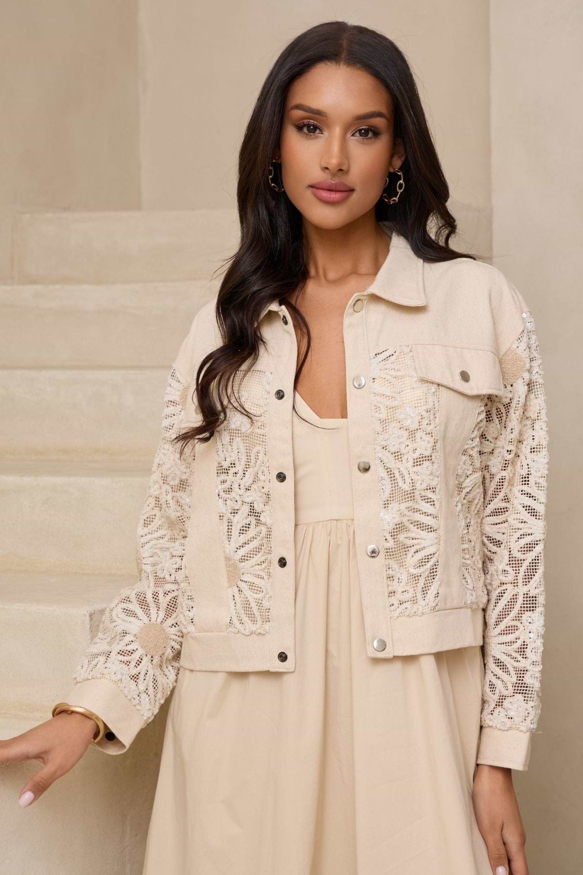 Denim Sequin Soft Lace Jacket – SAACHI