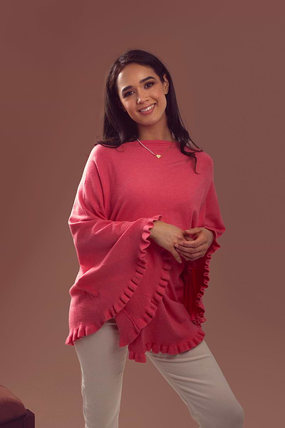 Talia Poncho - SAACHI - Pink / One Size — Fits All - Ponchos