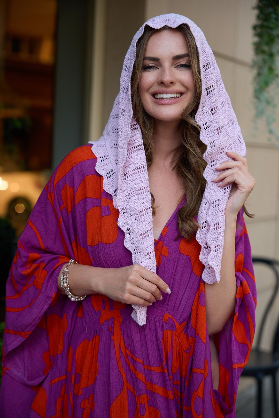 Bold Floral Kaftan Maxi Deep Pink