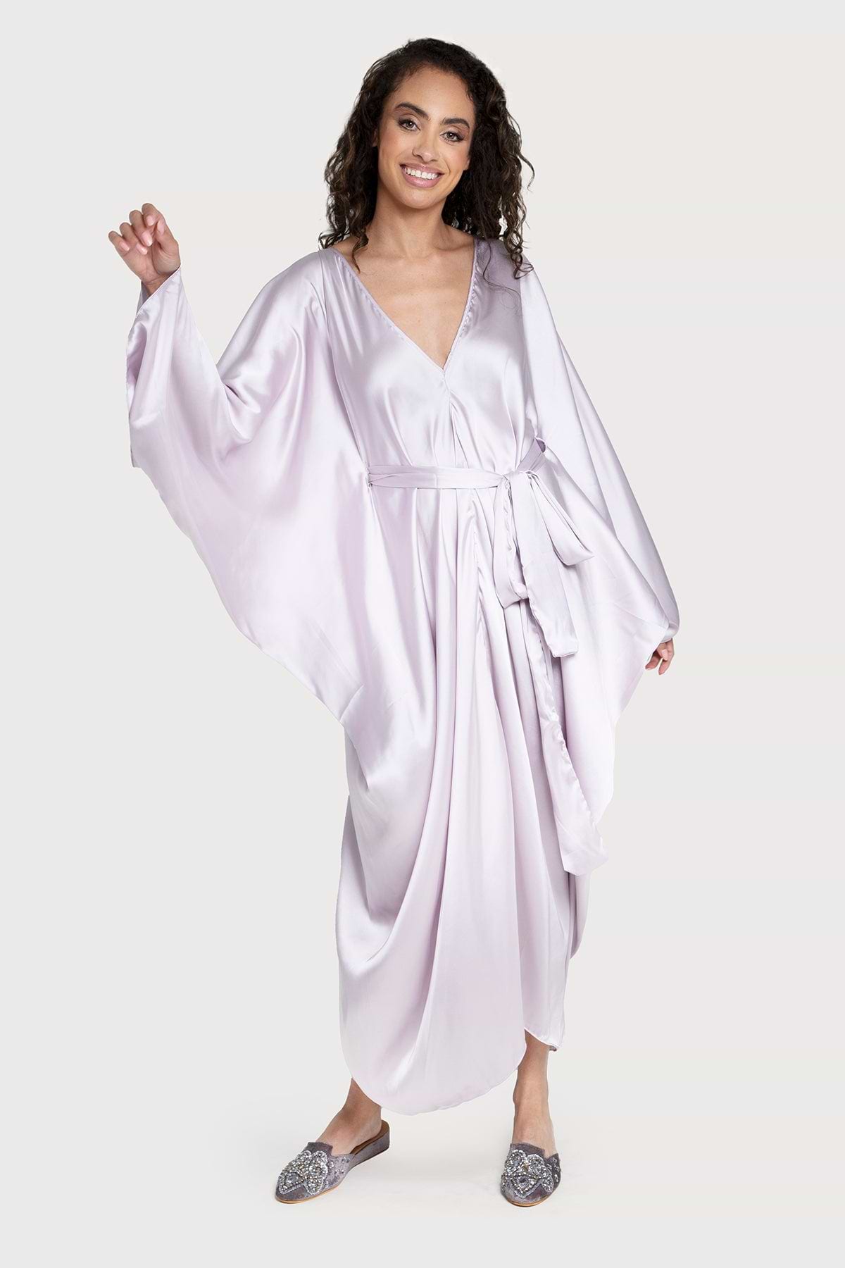 Satin Kaftan Tie-Front Maxi SAACHI Satin Kaftan Tie-Front Maxi SAACHI