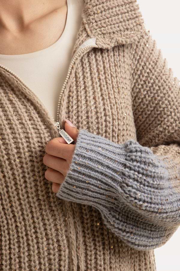 Zip Up Sequin Cardigan – SAACHI