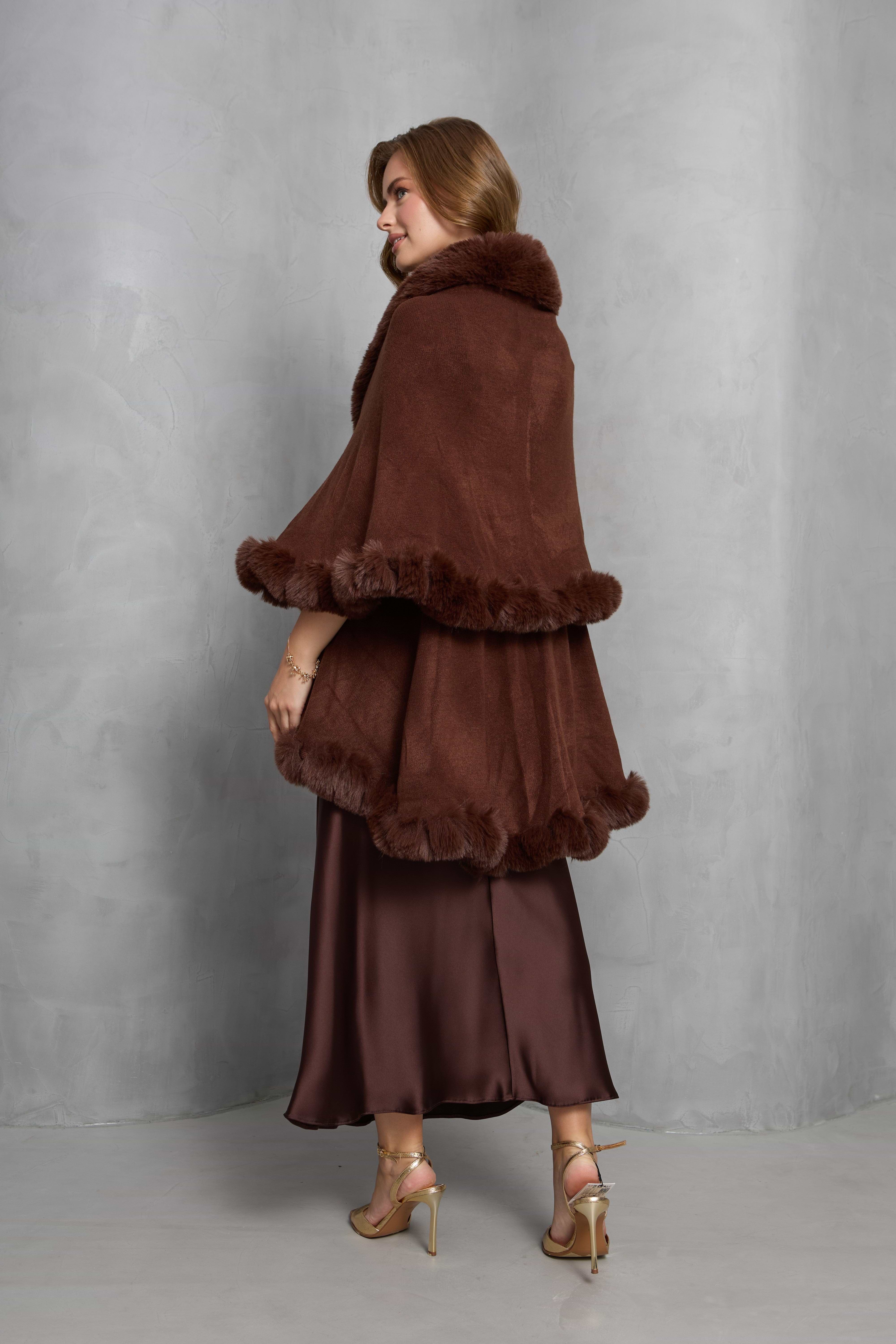 Layered Kimono Faux Fur Cape – SAACHI