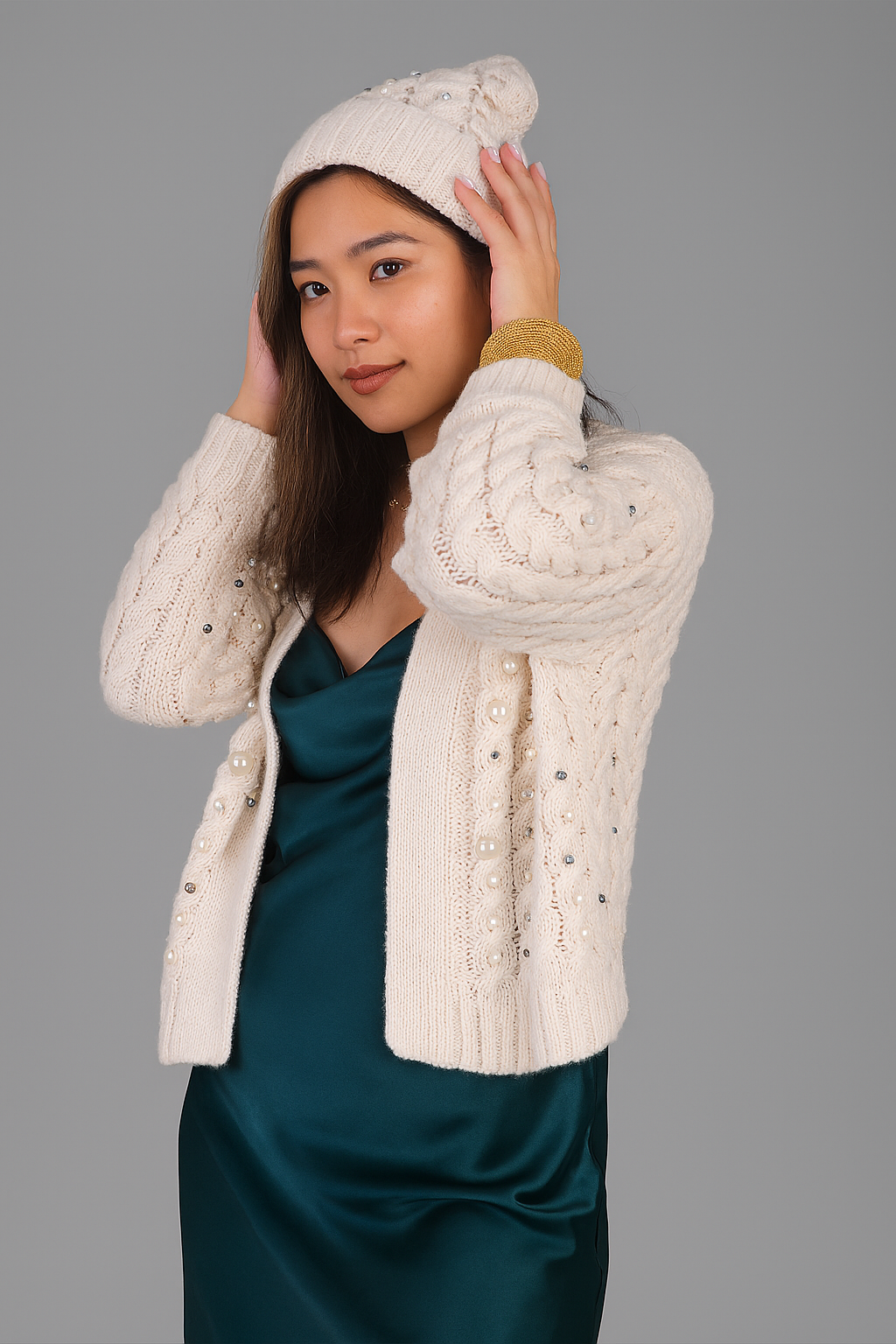 Holiday Cardigan Pearl Knit